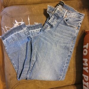 Lucky Brand Frayed Hem Light Blue Cropped Jeans